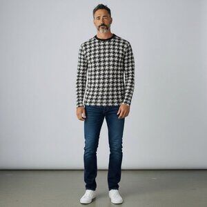 American Rag Houndstooth Long Sleeve Tee Gray Black Shirt Men’s Size M